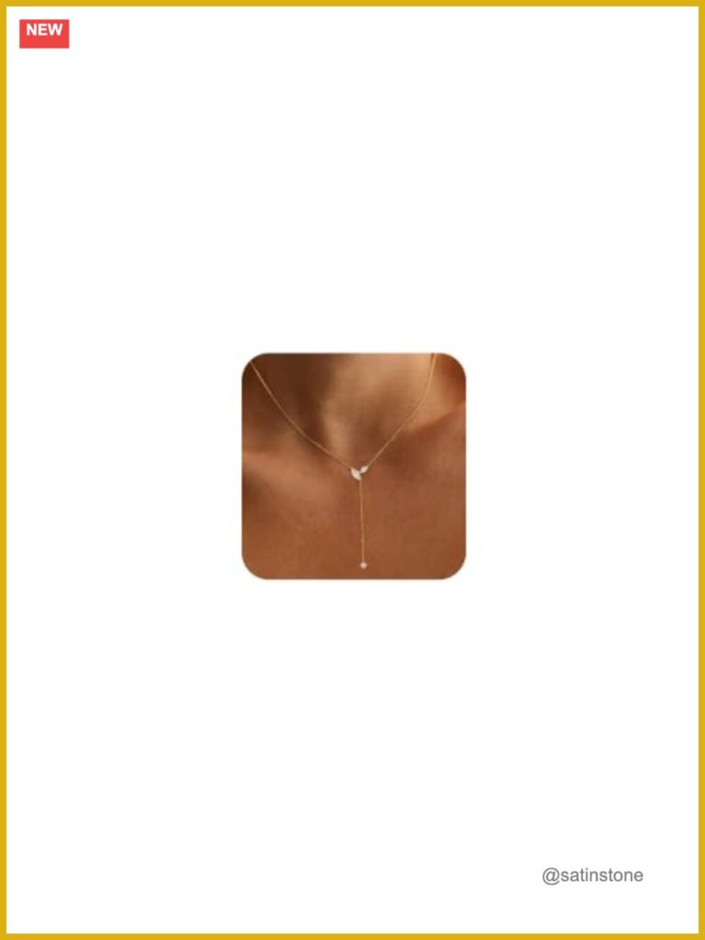 14K Gold Plated CZ Y-Drop Necklace Long Minimalist Dainty Women Jewelry